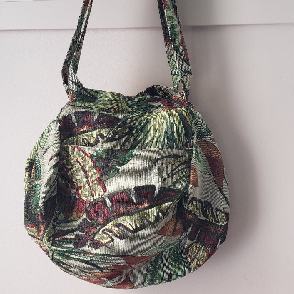Vintage Tropical Palm Leaf Tapestry Hobo Bag